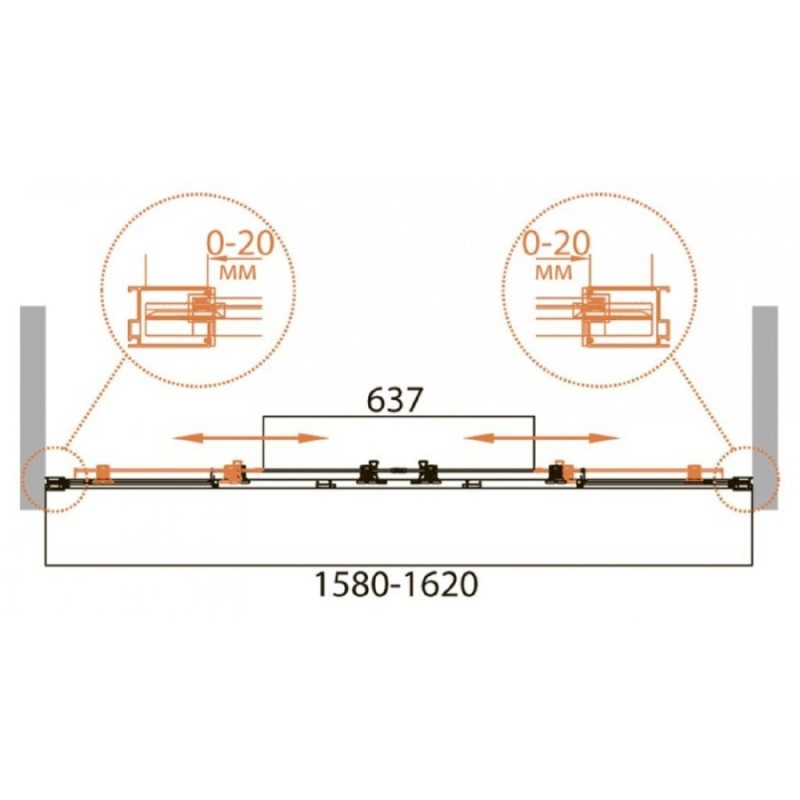 Шторка на ванну Cezares Relax RELAX-VF-2-160/145-P/С-Bi, 160 х 145 см, стекло рифленое/прозрачное, цвет профиля серый