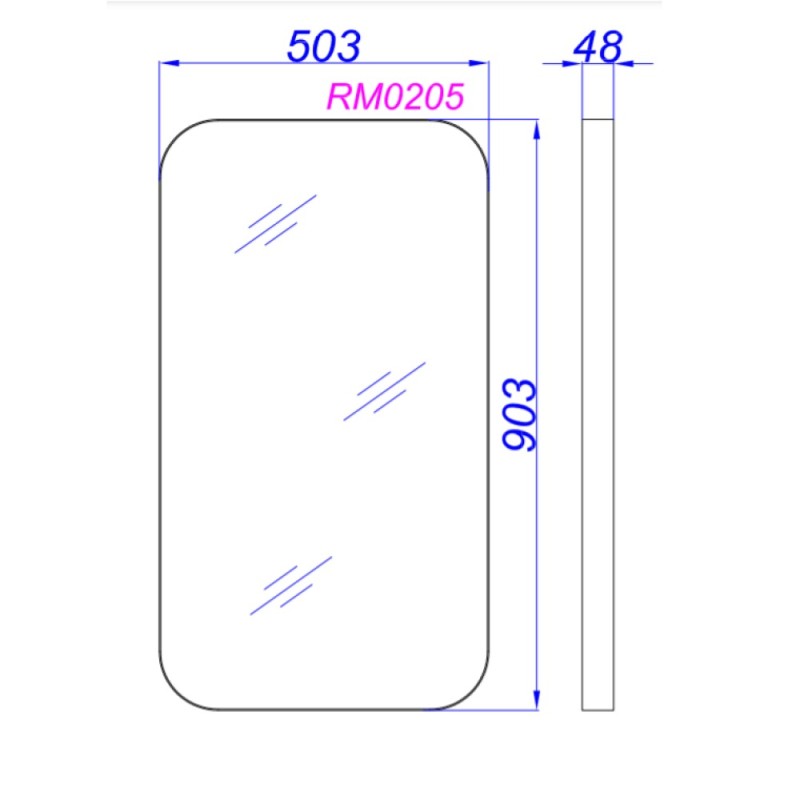 Зеркало Aqwella RM, 50 x 90 см, черный, RM0205BLK