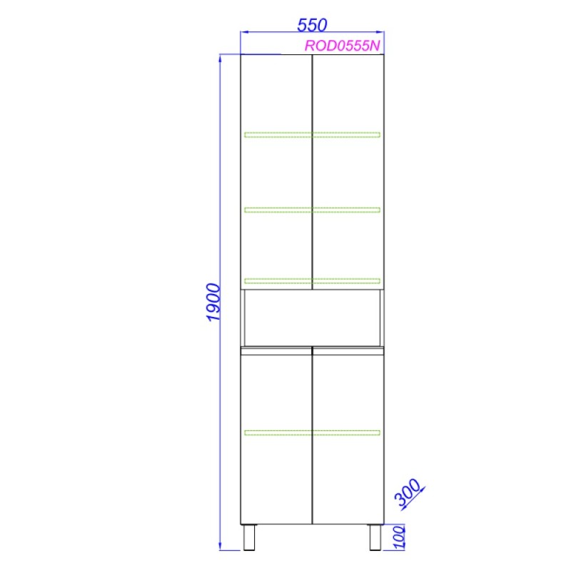 Пенал Aqwella Rodos ROD0555N, 55 см, подвесной, цвет белый