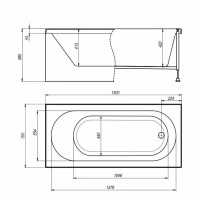 Акриловая ванна Timo ROHA1570-KT15-SPV1505-T-CM-T-BM, 150 х 70 см, с гидромассажем, цвет белый