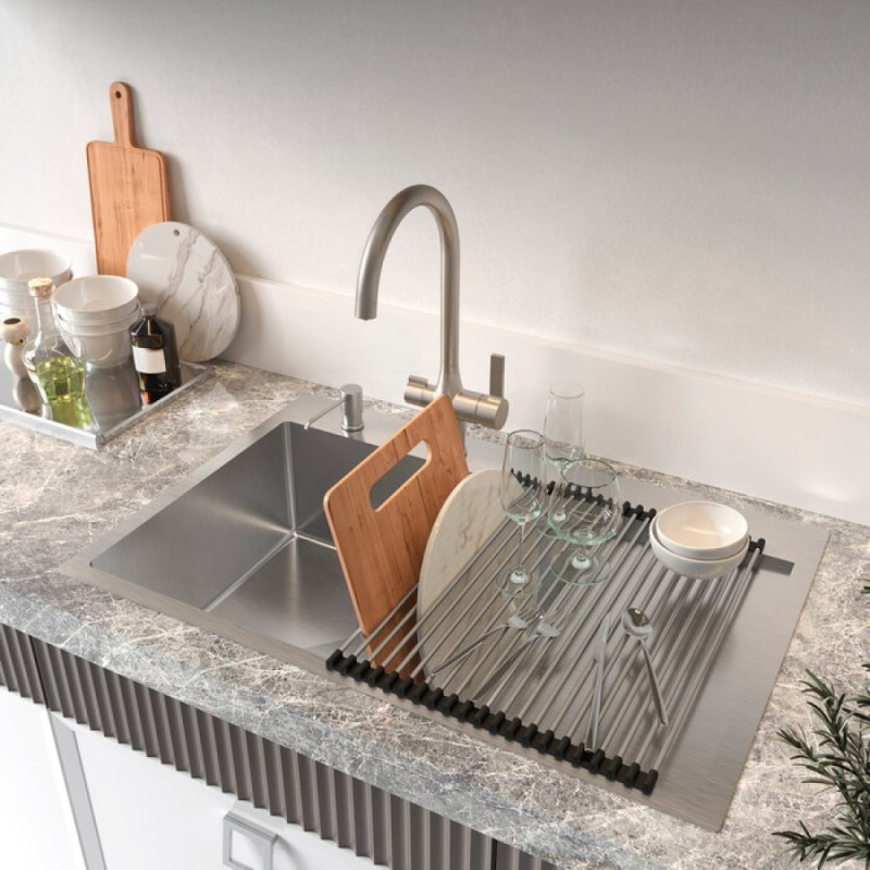 Ролл-мат для кухонной мойки Iddis Kitchen ROL35SRi59 Line, хром, черный