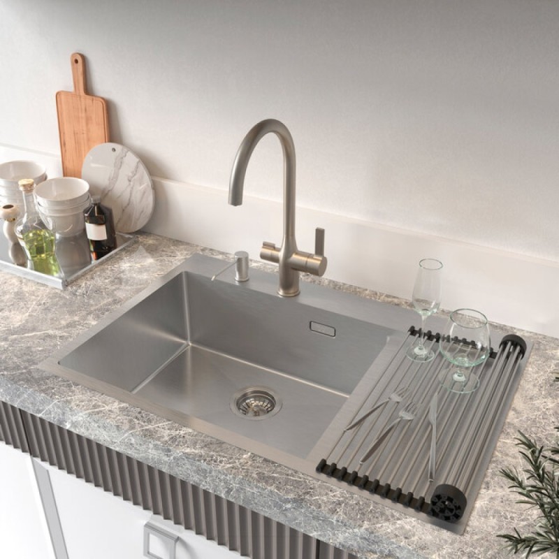 Ролл-мат для кухонной мойки Iddis Kitchen ROL35SRi59 Line, хром, черный