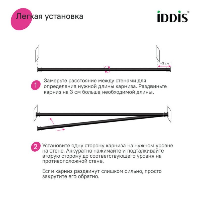 Карниз для ванны Iddis Elegante RSB0120i14, 110-200 см, черный матовый