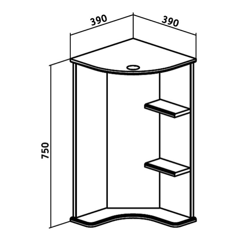 Зеркало Runo Браво 40 00000000949 с полками угловое с подсветкой Белое