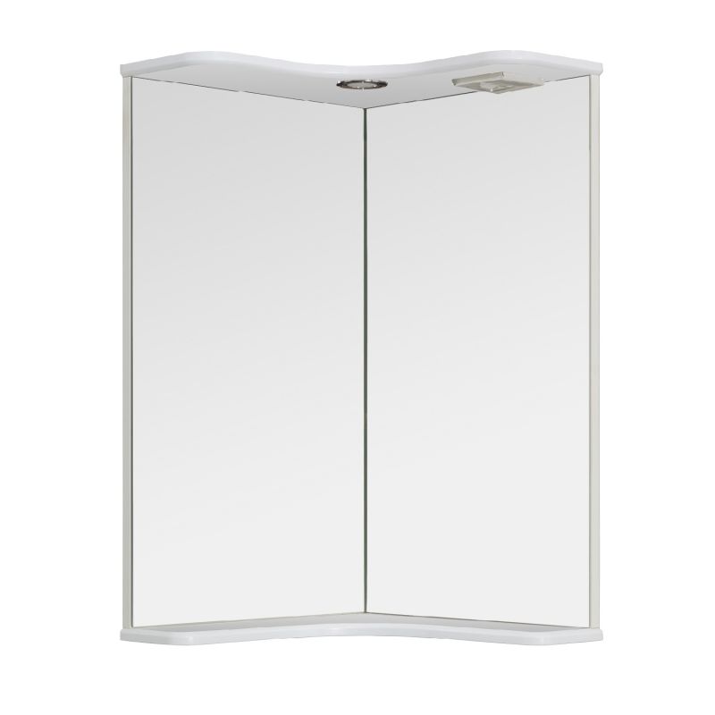 Зеркало Runo Классик 65 УТ000004163 с полками угловое с подсветкой Белое