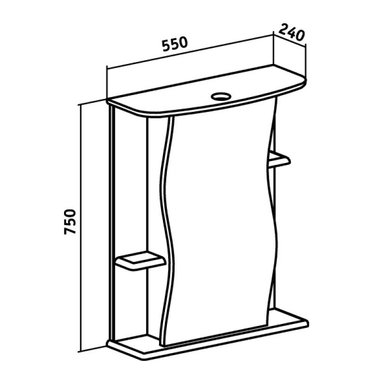 Зеркальный шкаф Runo Лилия 55 R 00000000028 с подсветкой Белый