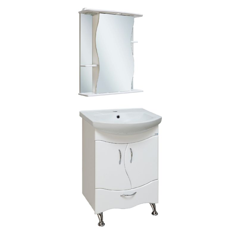 Зеркальный шкаф Runo Лилия 55 R 00000000028 с подсветкой Белый