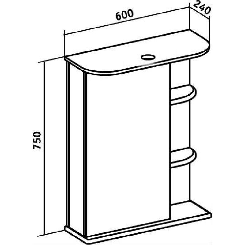 Зеркальный шкаф Runo Магнолия 60 L 00000000030 с подсветкой Белый