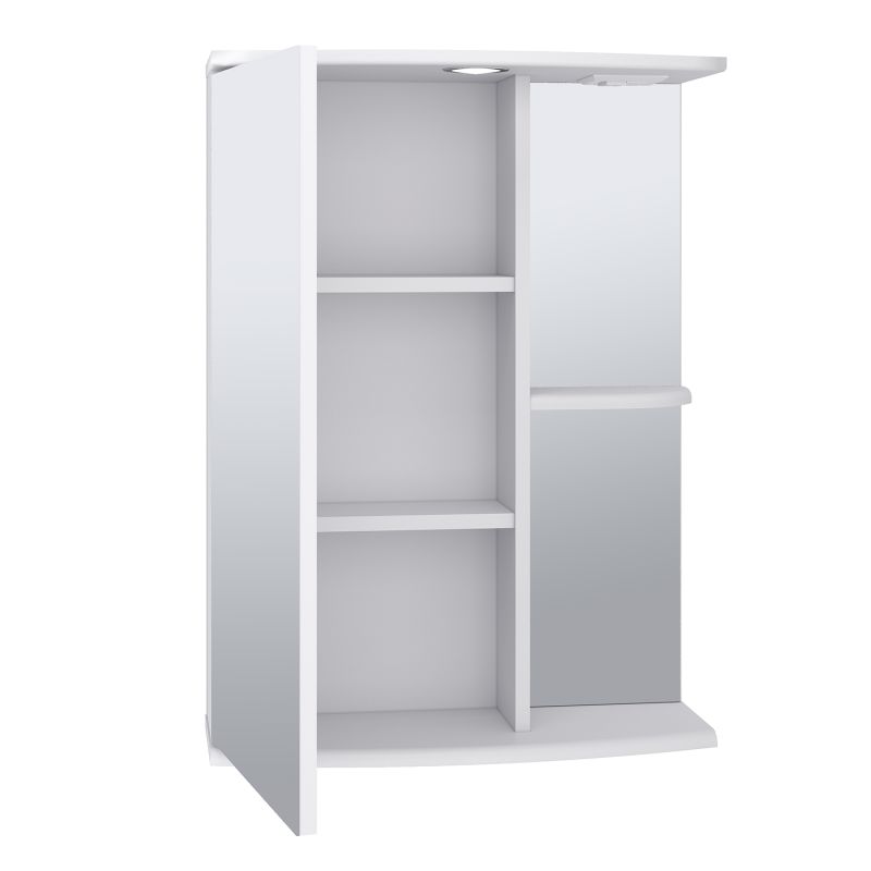 Зеркальный шкаф Runo Николь 55 L 00000000037 с подсветкой Белый