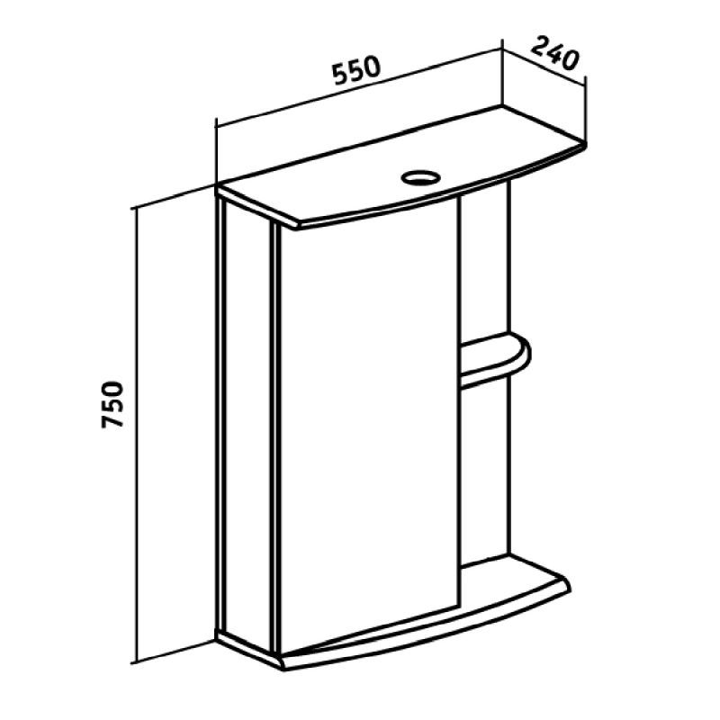 Зеркальный шкаф Runo Николь 55 L 00000000037 с подсветкой Белый