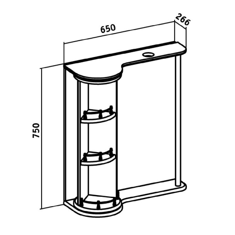 Зеркало со шкафом Runo Секрет 65 L 00000000580 с подсветкой Белое