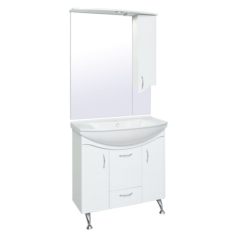 Зеркало со шкафом Runo Севилья 85 R 00000000595 с подсветкой Белое