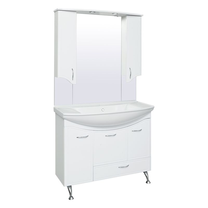 Зеркало со шкафом Runo Севилья 105 00000000596 с подсветкой Белое