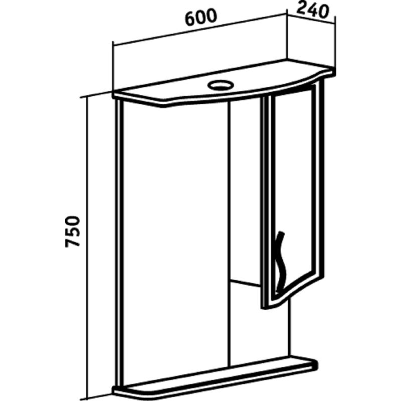 Зеркало со шкафом Runo Севилья 60 R 00000000790 с подсветкой Белое
