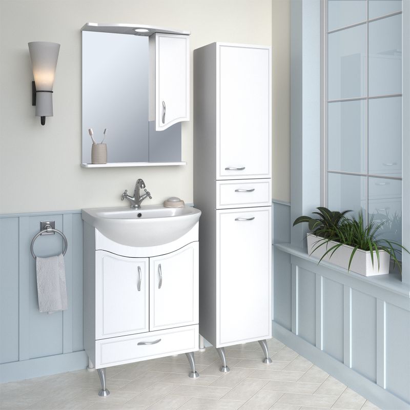 Зеркало со шкафом Runo Севилья 60 R 00000000790 с подсветкой Белое