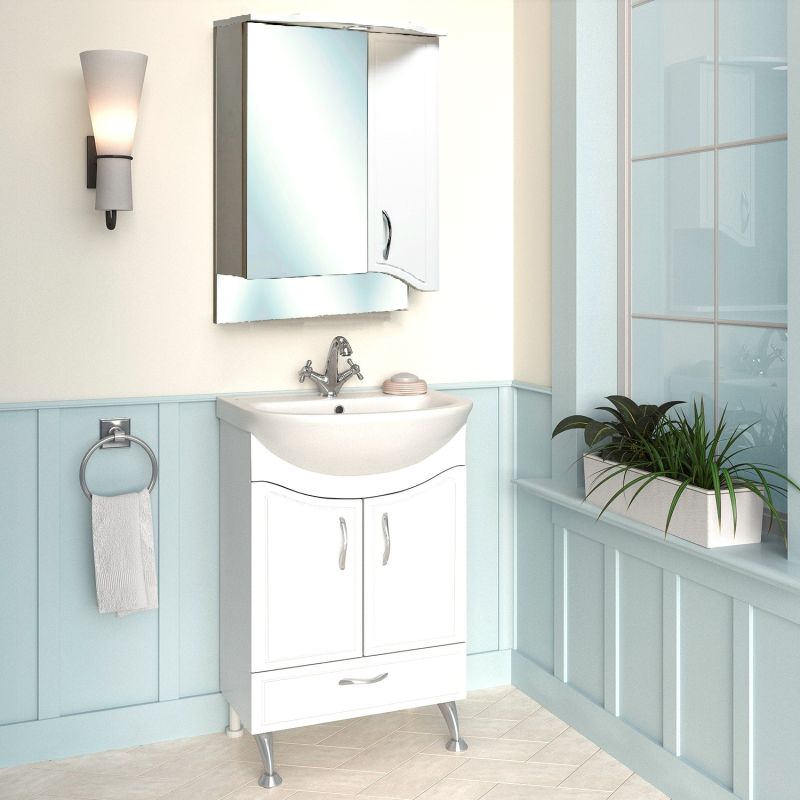 Зеркальный шкаф Runo Севилья 50 R 00000000799 с подсветкой Белый