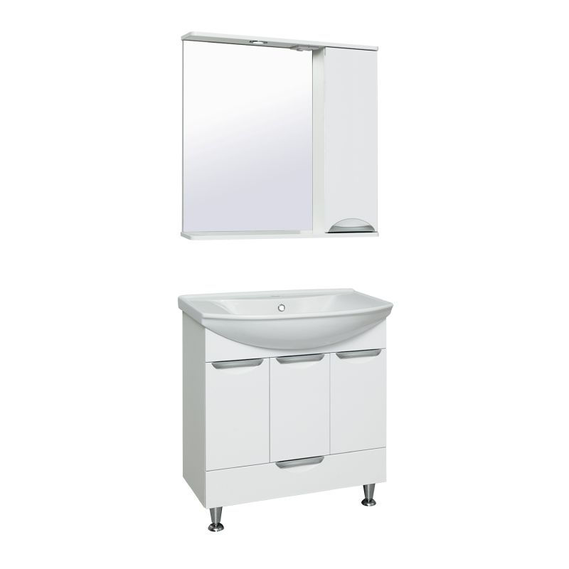 Зеркало со шкафом Runo Барселона 75 R 00000001033 с подсветкой Белое