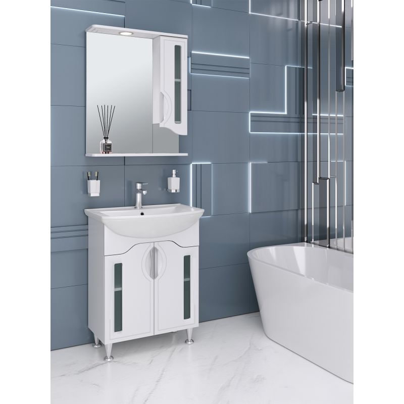 Зеркало со шкафом Runo Толедо 65 R 00000001040 с подсветкой Белое