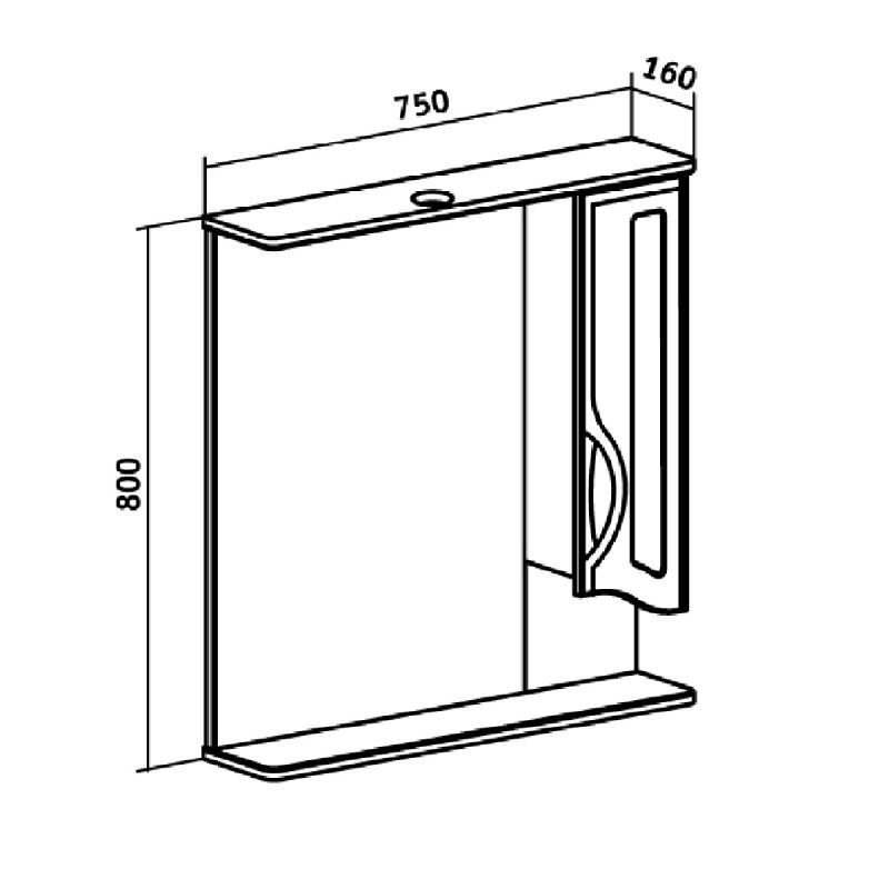 Зеркало со шкафом Runo Толедо 75 R 00000001041 с подсветкой Белое