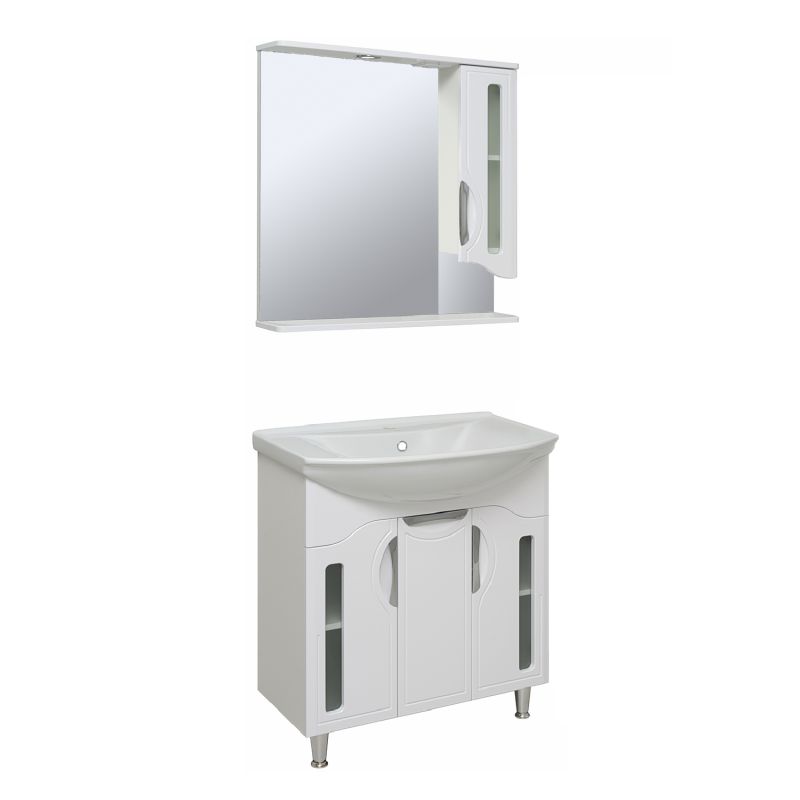 Зеркало со шкафом Runo Толедо 75 R 00000001041 с подсветкой Белое