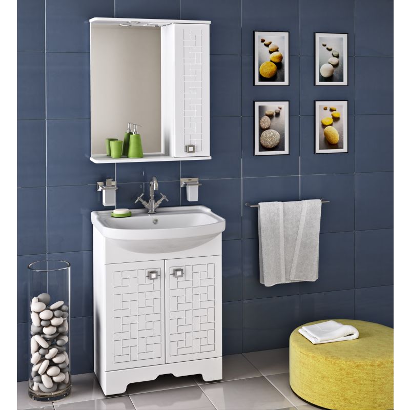 Зеркало со шкафом Runo Авила 60 R 00000001047 с подсветкой Белое