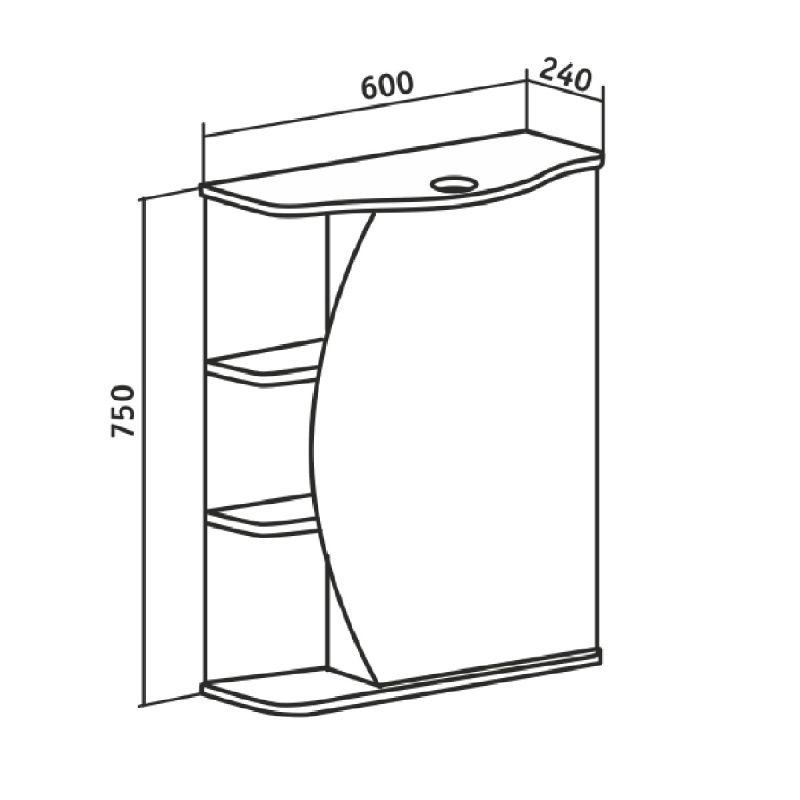 Зеркальный шкаф Runo Линда 60 R 00000001082 с подсветкой Белый