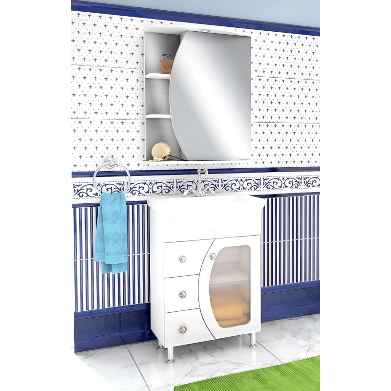 Зеркальный шкаф Runo Линда 60 R 00000001082 с подсветкой Белый