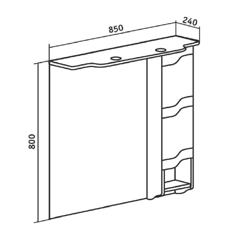 Зеркало со шкафом Runo Стиль 85 R 00000001116 с подсветкой Белый