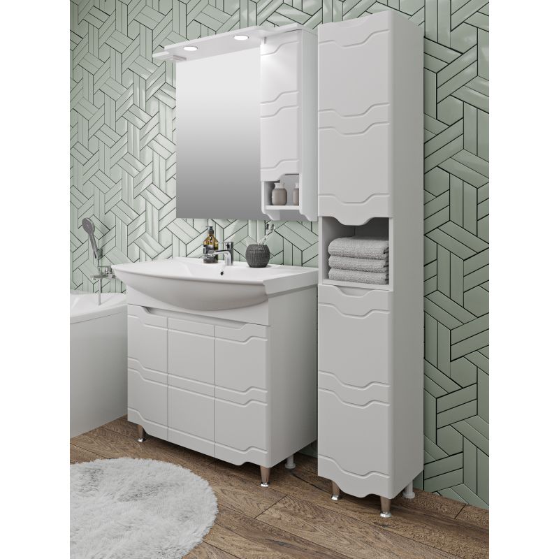 Зеркало со шкафом Runo Стиль 85 R 00000001116 с подсветкой Белый