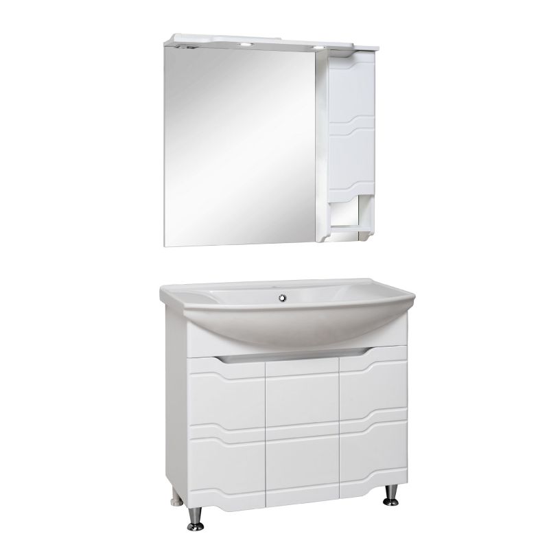 Зеркало со шкафом Runo Стиль 85 R 00000001116 с подсветкой Белый