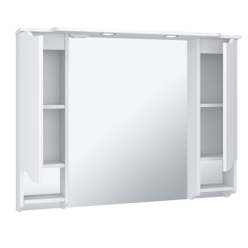 Зеркало со шкафом Runo Стиль 105 00000001119 с подсветкой Белое