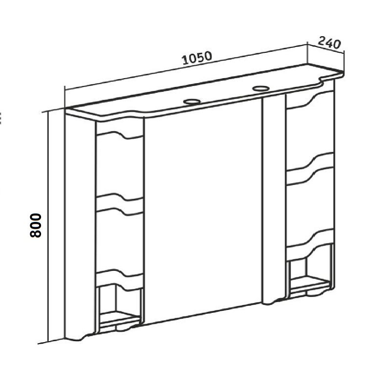 Зеркало со шкафом Runo Стиль 105 00000001119 с подсветкой Белое