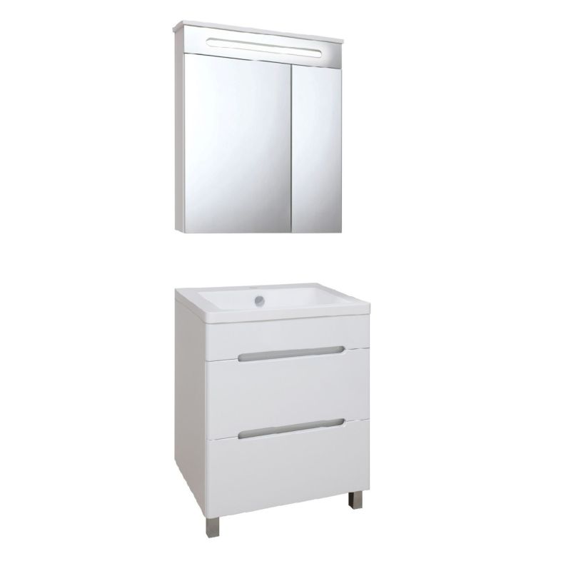 Зеркальный шкаф Runo Парма 60 00000001147 с подсветкой Белый