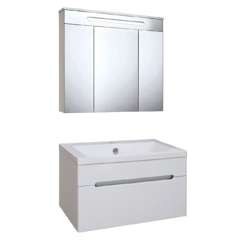 Зеркальный шкаф Runo Парма 75 00000001148 с подсветкой Белый