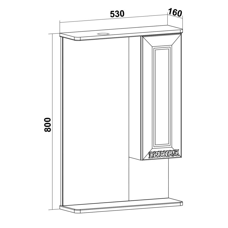 Зеркало со шкафом Runo Монро 53 R 00-00000459 с подсветкой Белое