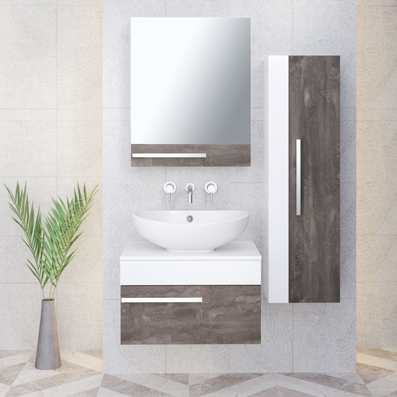 Зеркальный шкаф Runo Вудлайн 60 R 00-00001006 Дуб скандинавский Белый