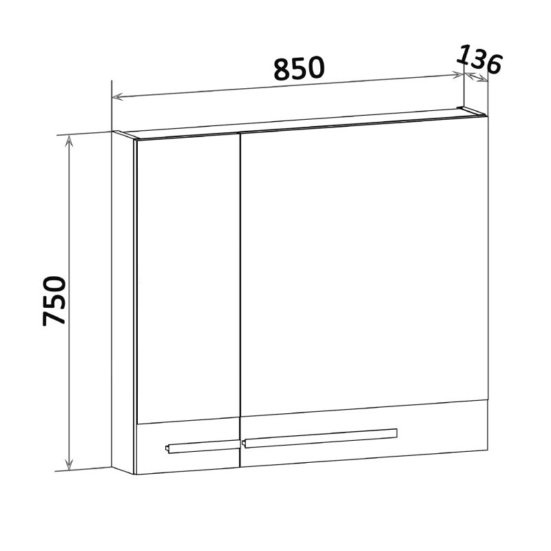 Зеркальный шкаф Runo правый Вудлайн 85 00-00001007 Дуб скандинавский