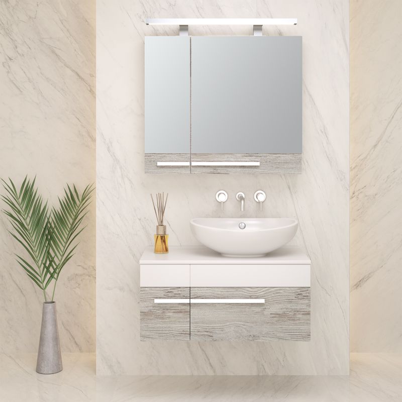 Зеркальный шкаф Runo правый Вудлайн 85 00-00001007 Дуб скандинавский