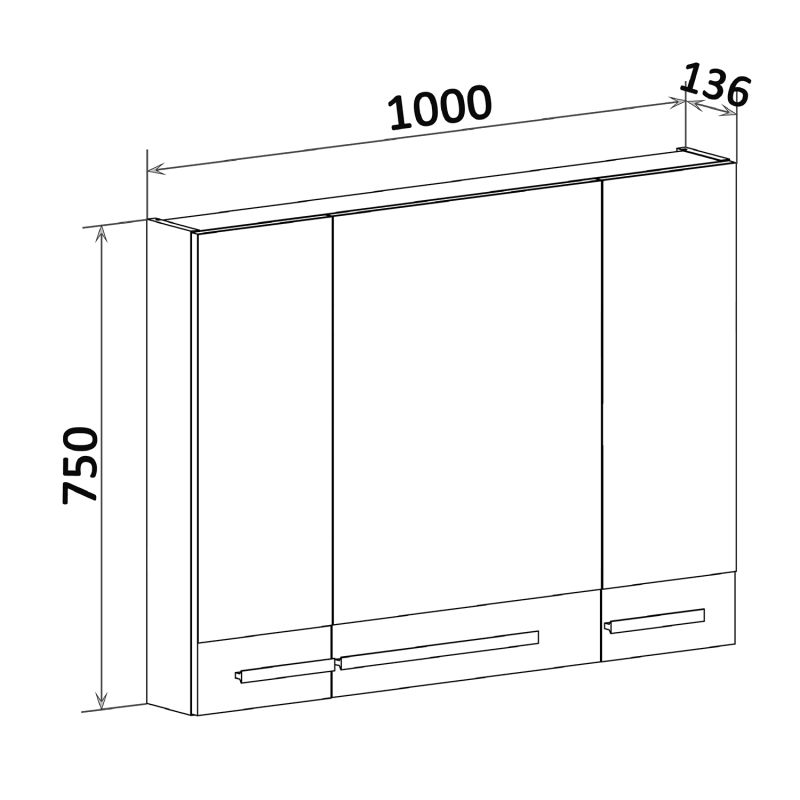Зеркальный шкаф Runo Вудлайн 100 00-00001008 Дуб скандинавский Белый