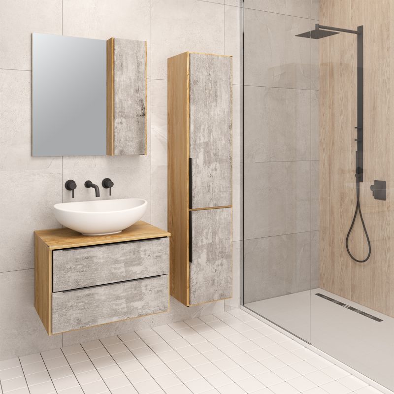 Зеркало со шкафом Runo Мальта 70 00-00001102 Серое Дуб