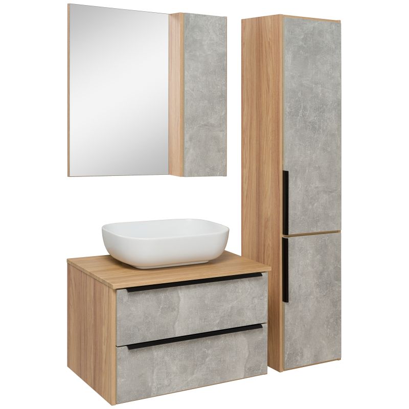 Зеркало со шкафом Runo Мальта 70 00-00001102 Серое Дуб