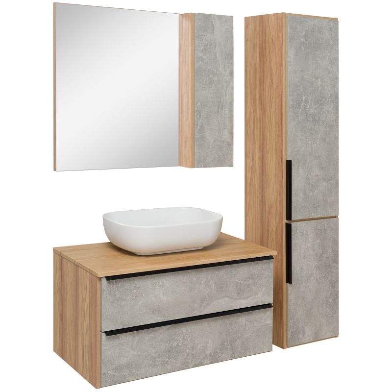 Зеркало со шкафом Runo Мальта 85 00-00001104 Серое Дуб