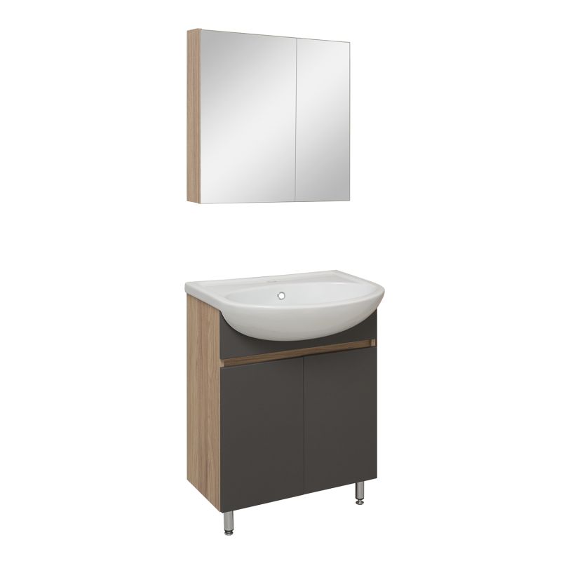 Зеркальный шкаф Runo Лада 60 00-00001161 Дуб серый