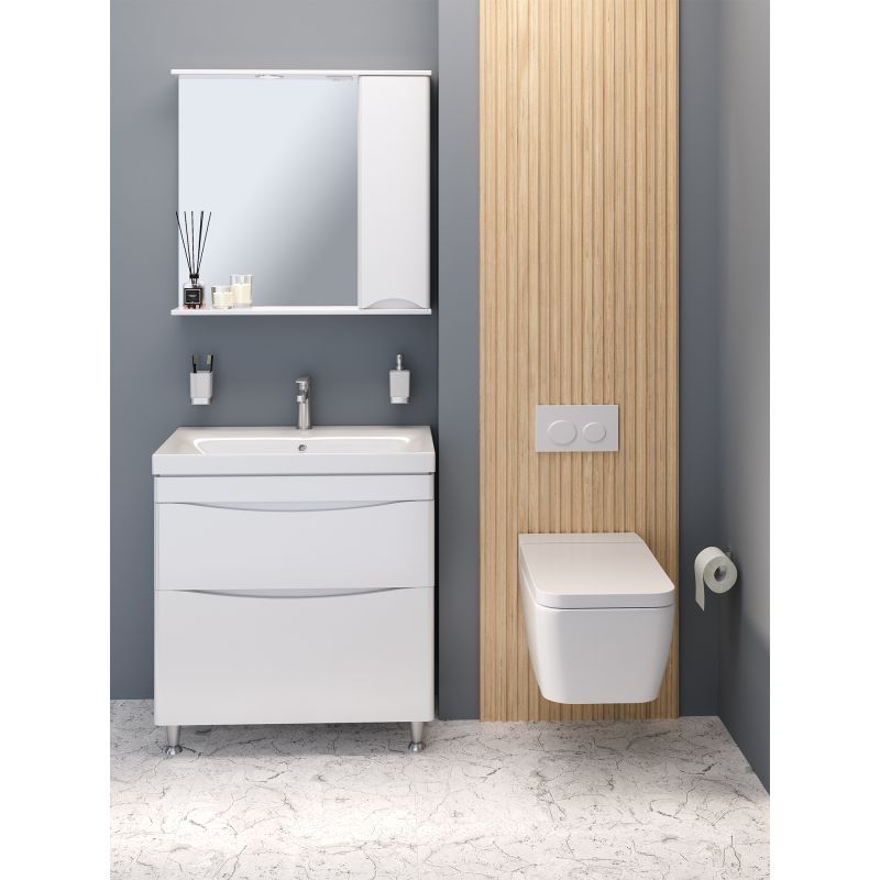 Зеркало со шкафом Runo Афина 80 R 00-00001172 с подсветкой Белое