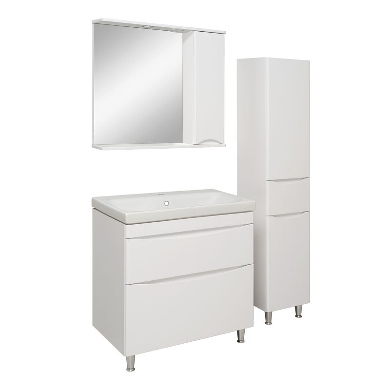 Зеркало со шкафом Runo Афина 80 R 00-00001172 с подсветкой Белое