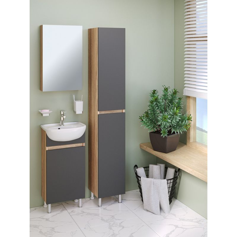 Зеркальный шкаф Runo Лада 40 00-00001193 Дуб серый