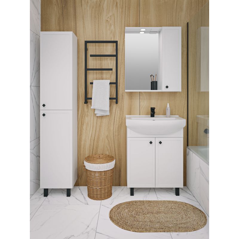 Зеркало со шкафом Runo Римини 65 00-00001256 с подсветкой Белое