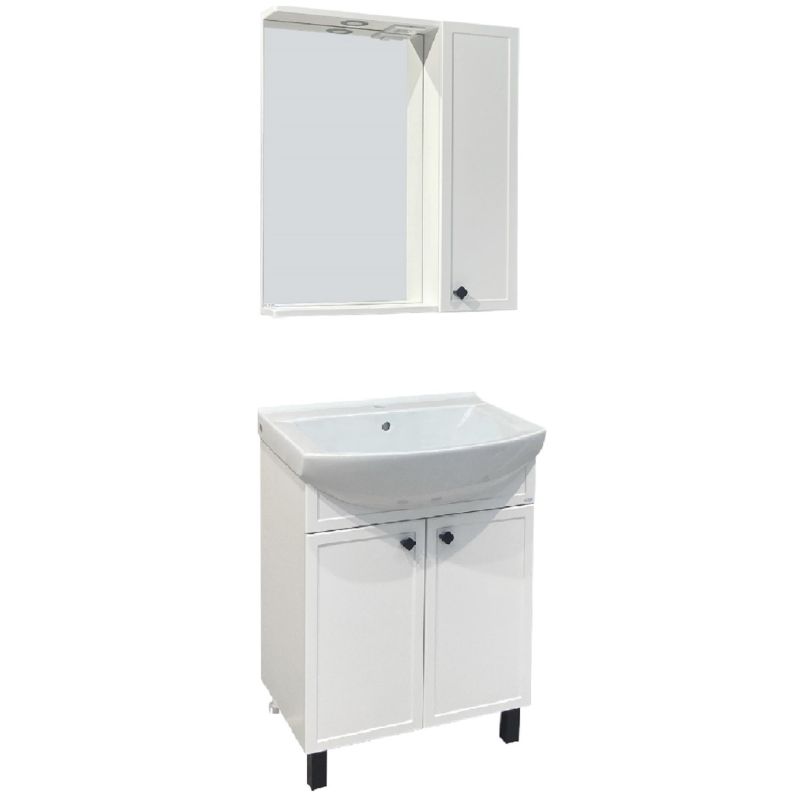 Зеркало со шкафом Runo Римини 65 00-00001256 с подсветкой Белое