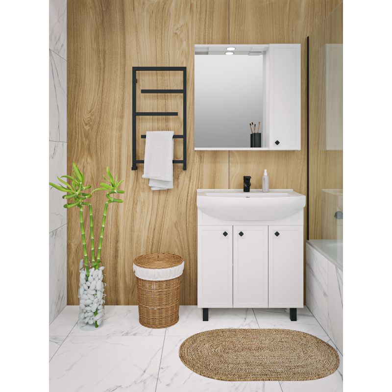 Зеркало со шкафом Runo Римини 75 00-00001257 с подсветкой Белое