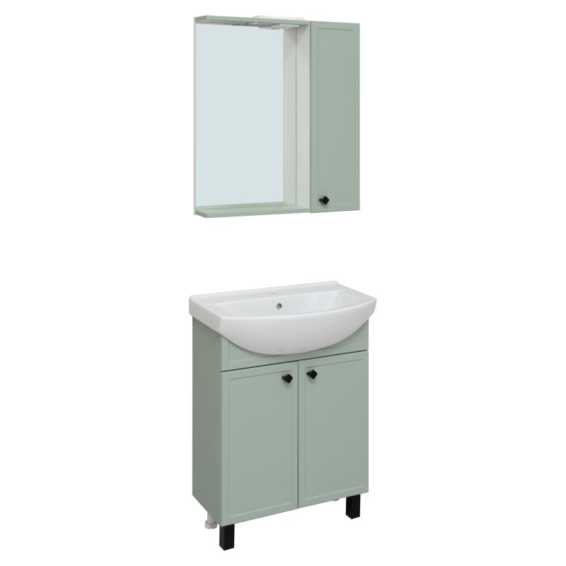 Зеркало со шкафом Runo Римини 65 00-00001277 с подсветкой Мята